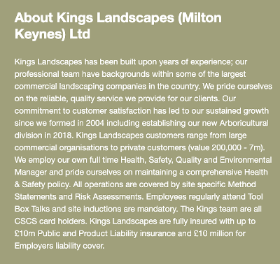 Kings Landscapes - company descriptions